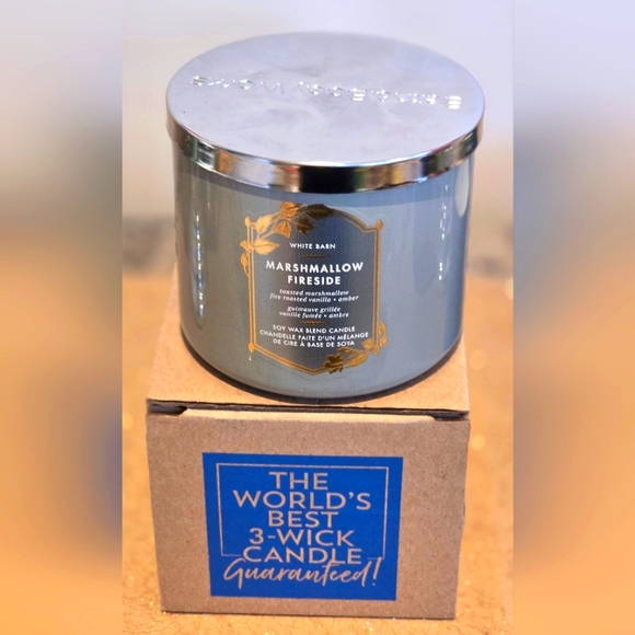 🕯️BATH & BODY WORKS 🕯️ WHITE BRAN Marshmallow Fireside 3-Wick Candle - Picture 3 of 4